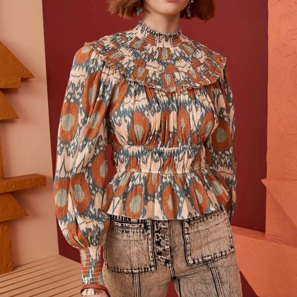 Ulla Johnson Noor Bishop-Sleeve Blouse - Picture 1 of 16